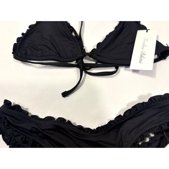 Frankies Bikinis Charlotte Cheeky Bikini Bottoms and Nick Ruffle Top in Black - Picture 4 of 7